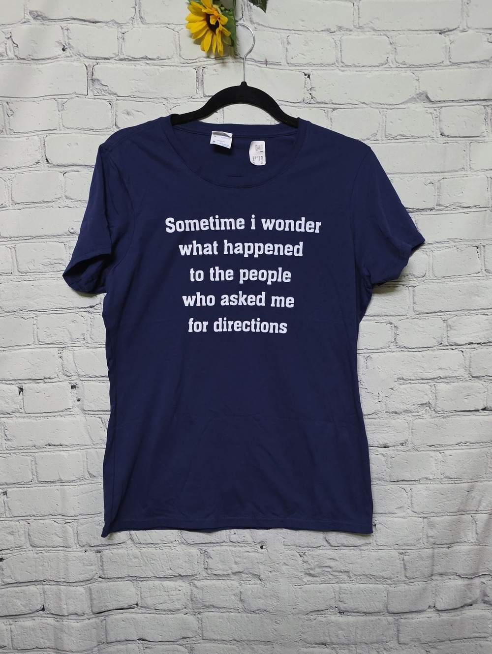 Port & Company 100% Cotton Navy Blue Tshirt "Sometime I Wonder..." Women SzM